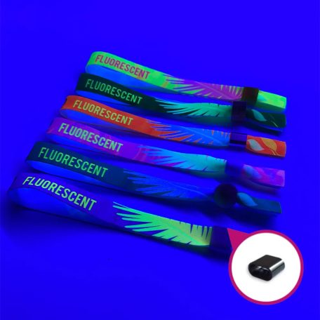 Braccialetti Tessuto Per Bambini - (15x300mm, stampa full color FLUO su un lato) - con chiusura in plastica