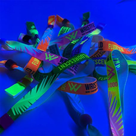 Braccialetti Tessuto - (15x340mm, stampa full color FLUO su un lato, dati variabili) - con chiusura bamboo-plastica monousabile 