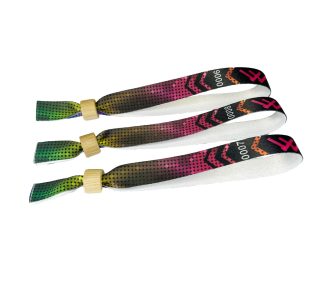   Braccialetti Tessuto - (15x340mm, stampa full color su un lato, dati variabili) - con chiusura bamboo-plastica monousabile 
