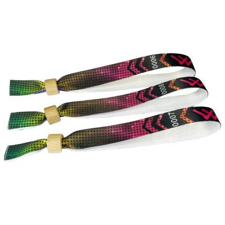 Braccialetti Tessuto - (15x340mm, stampa full color su un lato, dati variabili) - con chiusura bamboo-plastica monousabile 