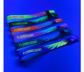   Braccialetti Tessuto - (15x340mm, stampa full color FLUO su un lato) - con chiusura monousabile in plastica