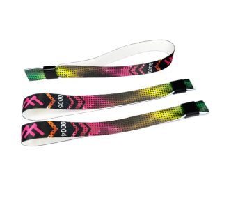   Braccialetti Tessuto - (15x340mm, stampa full color su un lato, dati variabili) - con chiusura monousabile in plastica