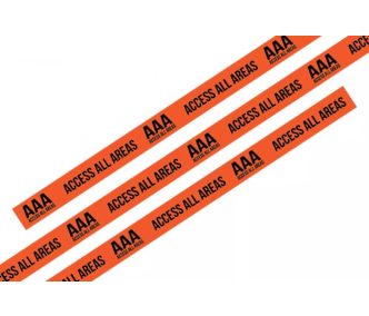   Braccialetti Tessuto - (15x340mm, prestampati full color su un lato) - con chiusura monousabile in plastica  -  AAA - ACCESS ALL AREAS