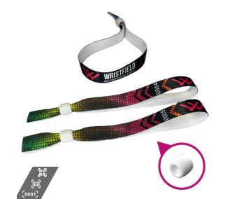   Braccialetti Tessuto - (15x340mm, stampa full color su un lato, dati variabili) - con chiusura riutilizzabile in plastica