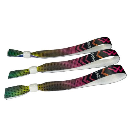 Braccialetti Tessuto - (15x340mm, stampa full color su un lato, dati variabili) - con chiusura riutilizzabile in plastica