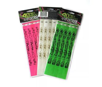   PartyPack (Tyvek 3/4") - 40 Braccialetti Prestampat "PARTY" + 10 Braccialetti Prestampati "VIP"