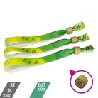 Braccialetto Ecologico - (PET Riciclato, 15x340mm, stampa full color su un lato, dati variabili) con chiusura bamboo-plastica monousabile