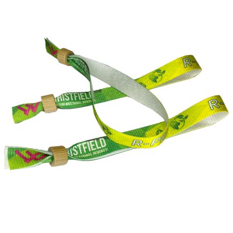 Braccialetto Ecologico - (PET Riciclato, 15x340mm, stampa full color su un lato) con chiusura bamboo-plastica monousabile