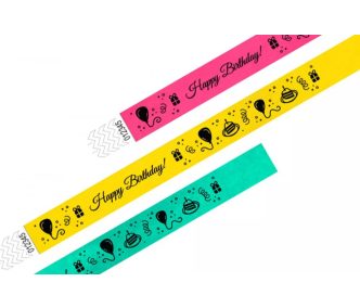 Braccialetti Tyvek 3/4" Prestampati - Happy Birthday!